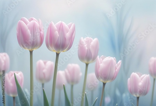 pink tulips on soft background