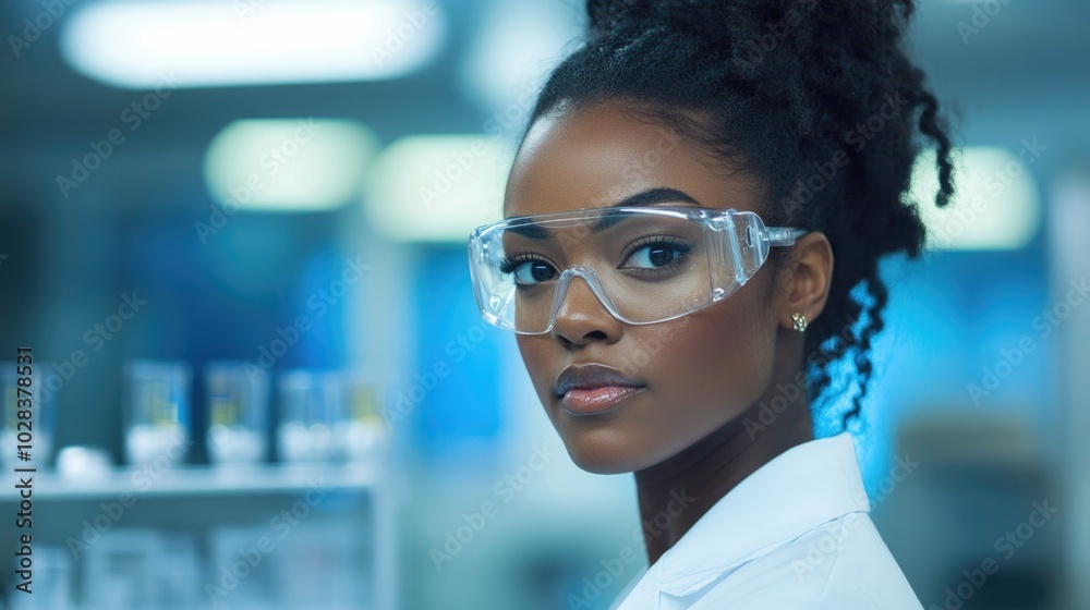 Fototapeta premium Confident African American Female Scientist in Laboratory
