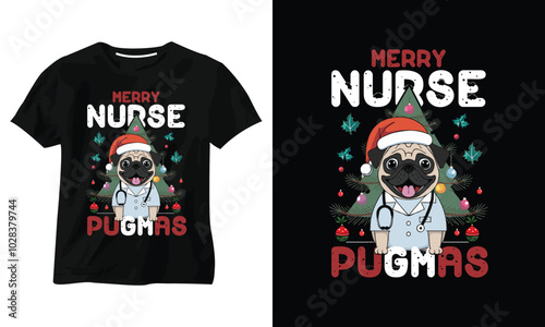 MERRY NURSE PUGMAS T-SHIRT DESIGN