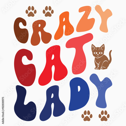 Crazy cat lady svg retro t shirt design