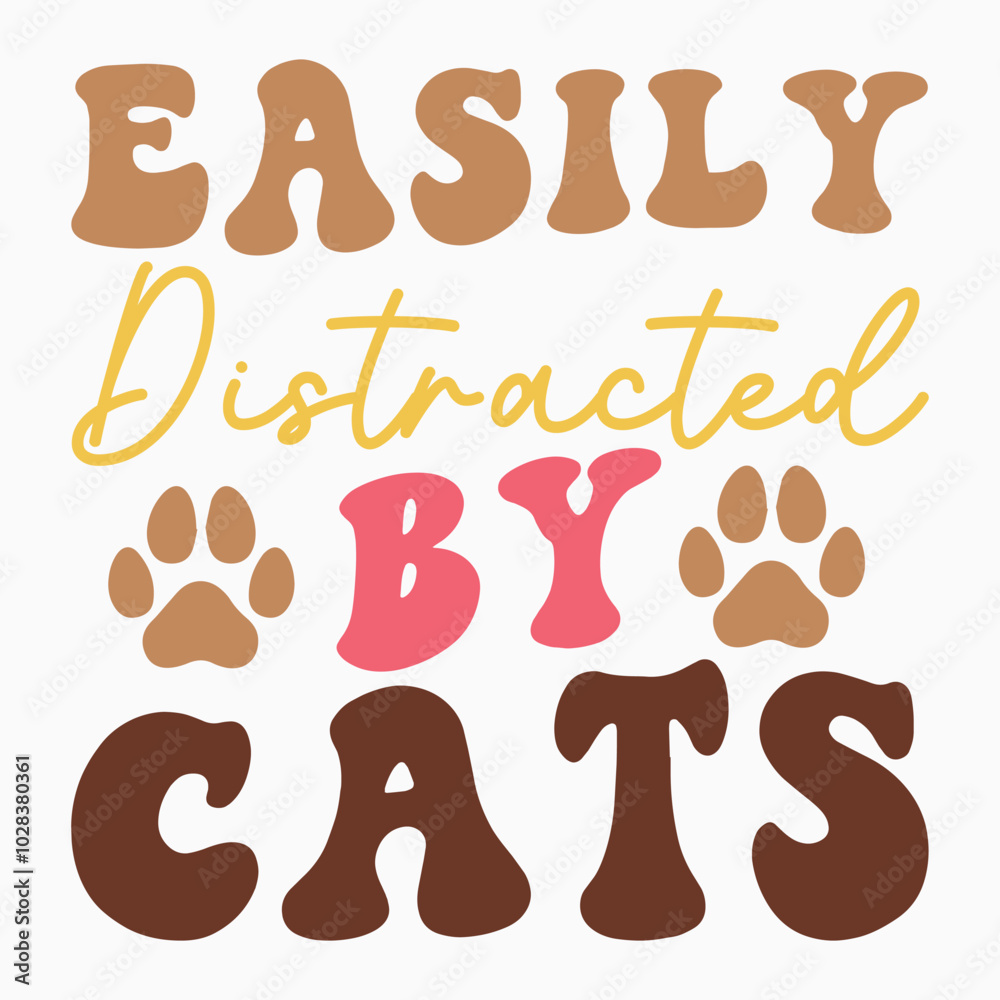 Easily distracted by cats svg retro t shirt design Easily distracted by cats svg retro t shirt design