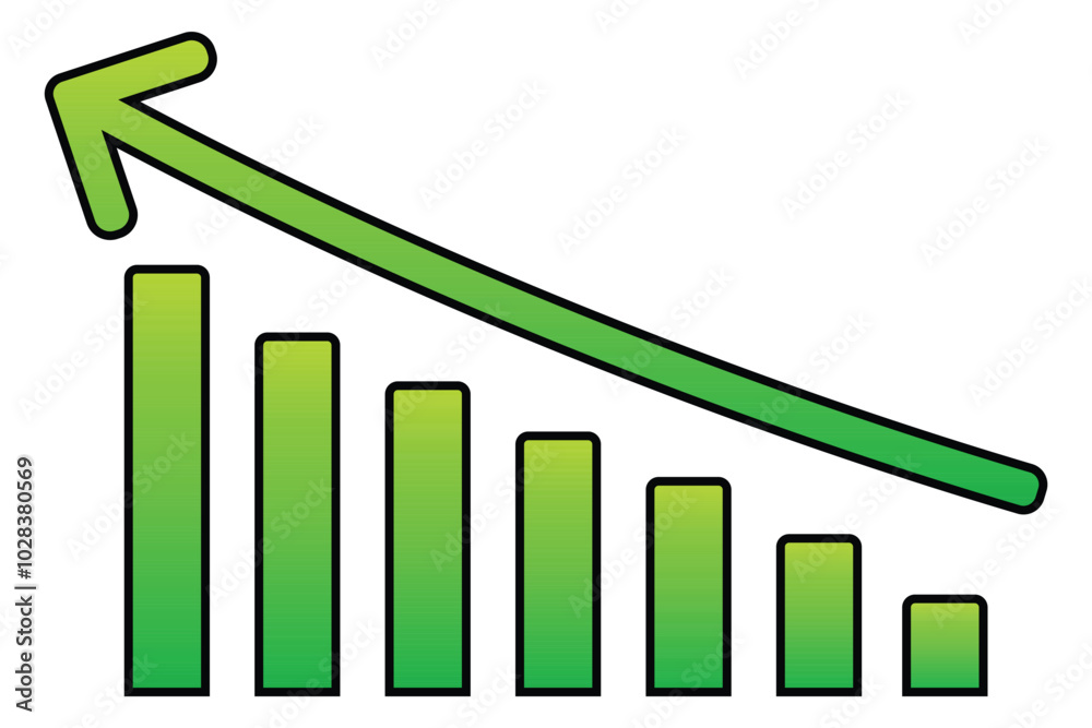 Growth glyph flat vector icon. Growth and line graph analysis thin line icon in green graph.  Chart icon in thin line style Vector illustration graphic design. vector illustration.