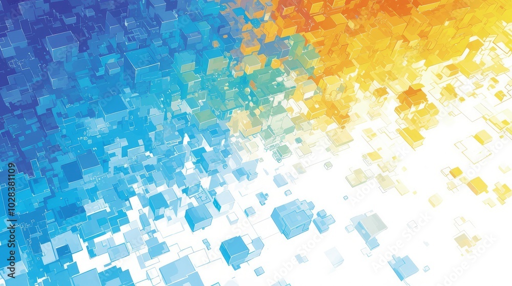 Abstract 3D Pattern of Multicolored Cubes Abstract 3D Pattern of Multicolored Cubes