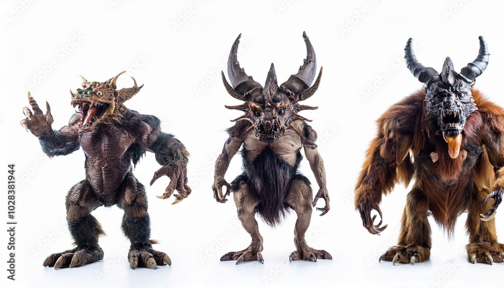 Fototapeta premium Scary hands of monsters on a white background, created with Generative AI technology.