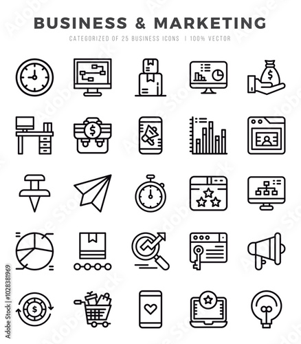 icons set. Business & Marketing for web. app. vector illustration.