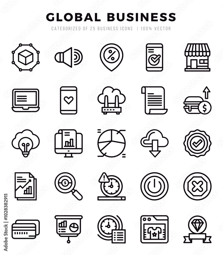 Set of Global Business icons. Vector Illustration. Set of Global Business icons. Vector Illustration.