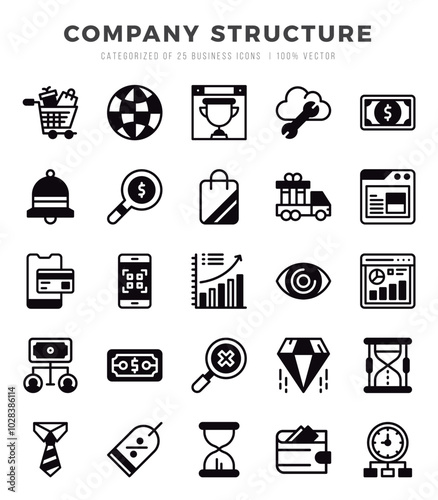 Company Structure Icons bundle. Lineal Filled style Icons. Vector illustration.