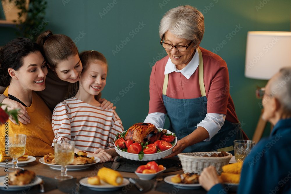 Family celebrating Thanksgiving Day Family celebrating Thanksgiving Day