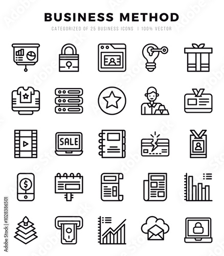 Business Method Icons bundle. Lineal style Icons. Vector illustration.
