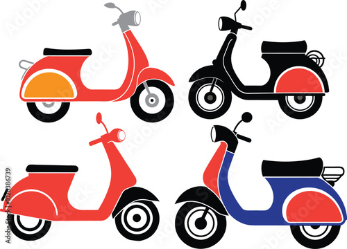 Set of Modern Scooter Silhouette Vector Illustration