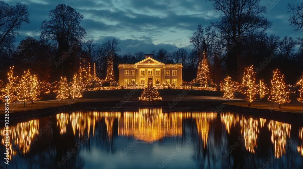 Fototapeta premium christmas season lights and decorations at daniel stowe gardens belmont ncac