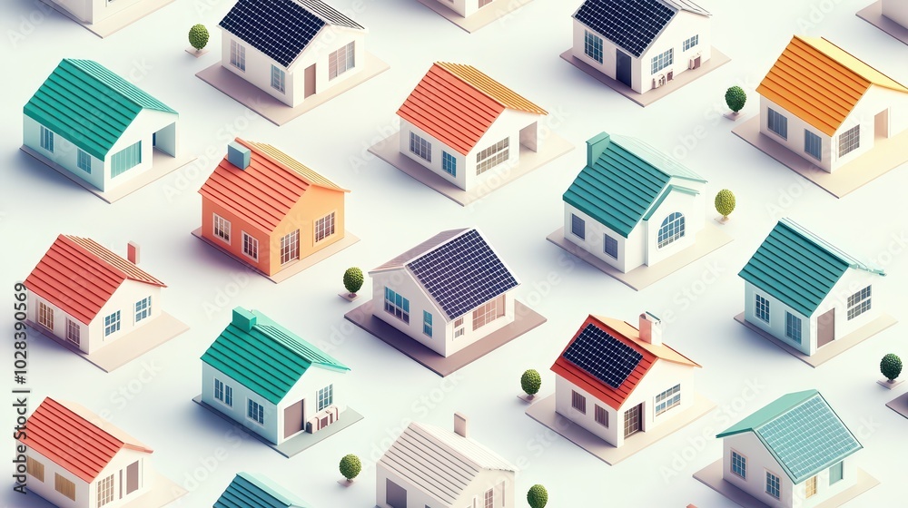Colorful miniature houses with various roof designs and styles on a white isolated background. Colorful miniature houses with various roof designs and styles on a white isolated background.
