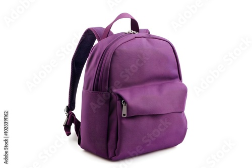 School backpack purple color. Isolated on white background.