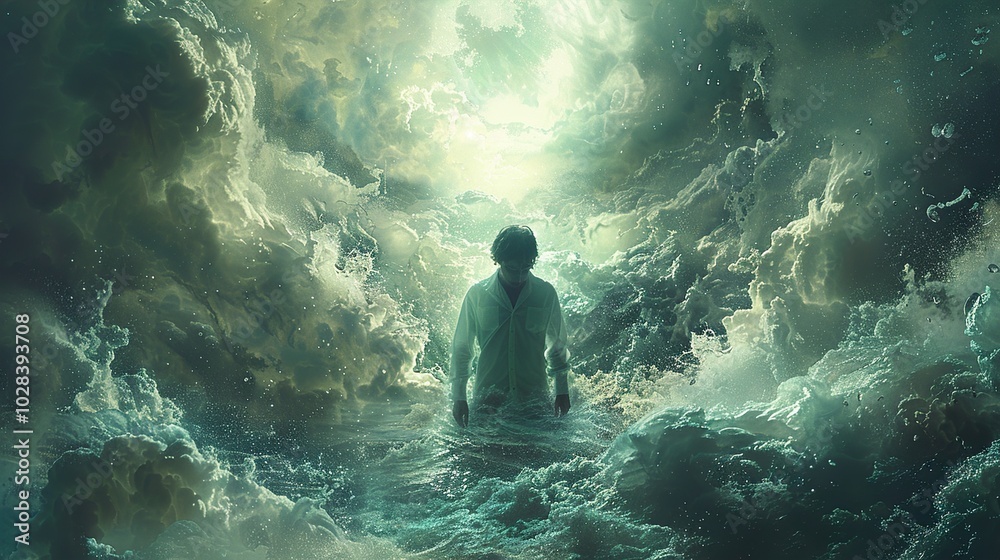 Surreal Dreamscape: A Man Contemplates the Unknown Surreal Dreamscape: A Man Contemplates the Unknown