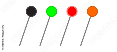 Pin with shadow isolated on white background. Vector Illustration.