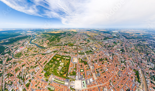 Nancy, France. Panorama of the city on a summer day. Sunny weather with clouds. Aerial view