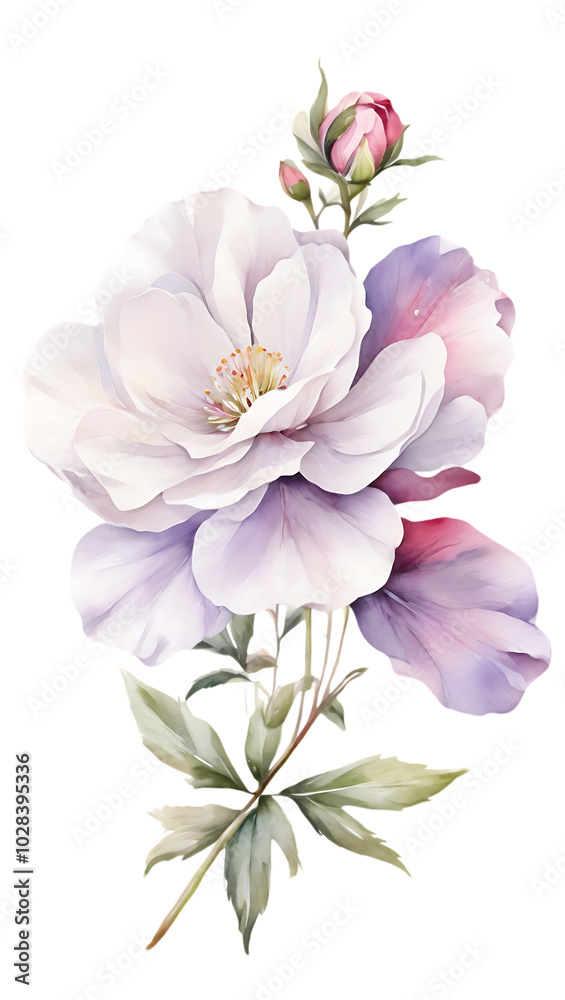 Fototapeta premium Simple and beautiful watercolor Callirho flower on a transparent background