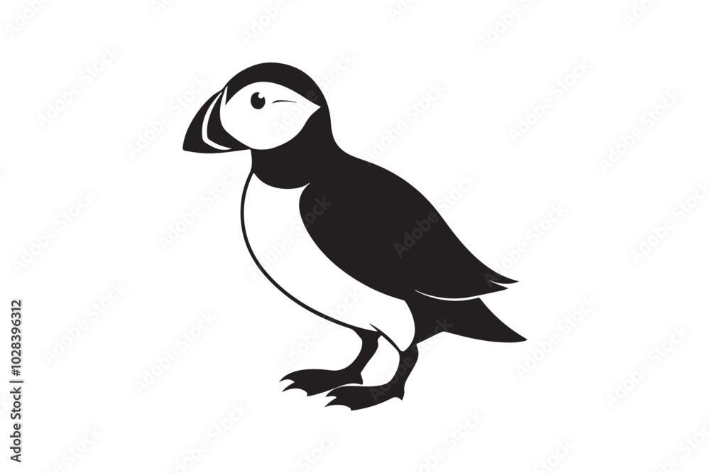 Obraz premium Puffin bird silhouette vector illustration, Puffin silhouette vector 