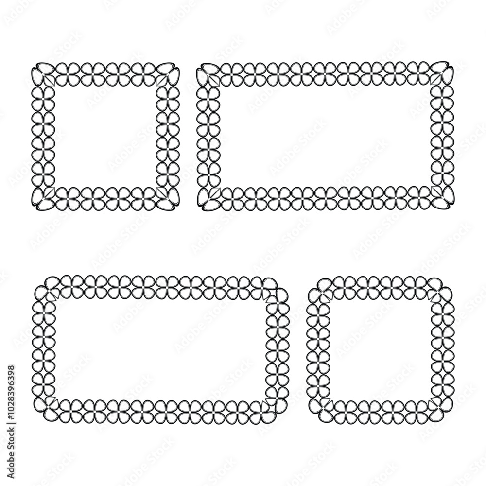 Decorative floral border frames set design isolated on white background. Vector Decorative floral border frames set design isolated on white background. Vector