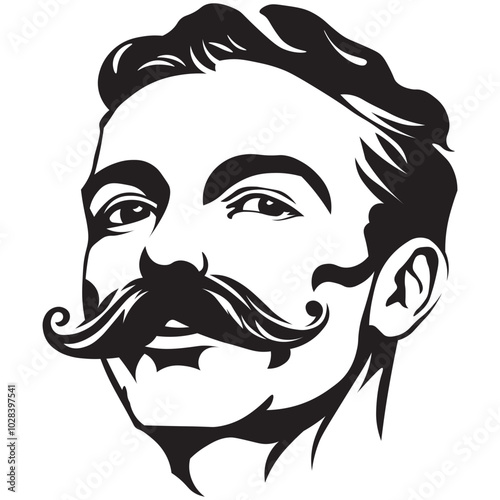 Spicy Moustache Man Illustration Vector Paths