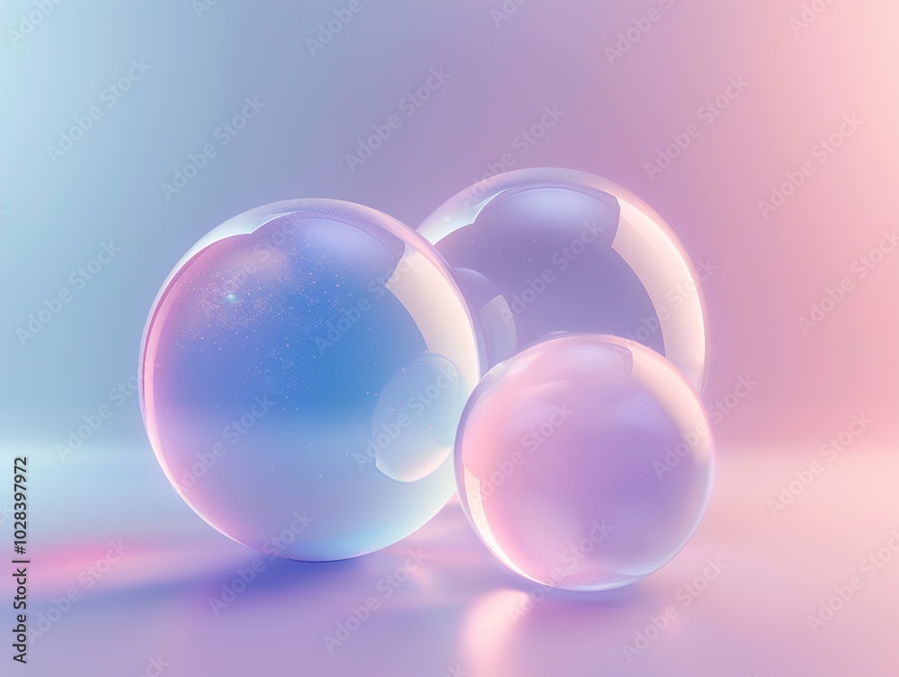 Abstract Glass Spheres with Pastel Gradient Background Abstract Glass Spheres with Pastel Gradient Background