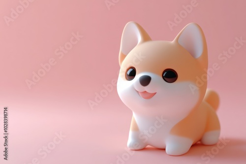 3D Tiny cute isometric little dog