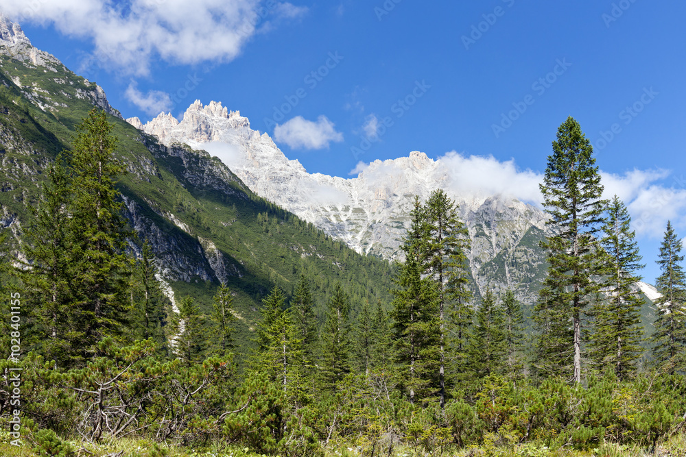 Mountain panorama, peaks of the Sesto Dolomites, South Tyrol, Alps, Italy, Europe Mountain panorama, peaks of the Sesto Dolomites, South Tyrol, Alps, Italy, Europe