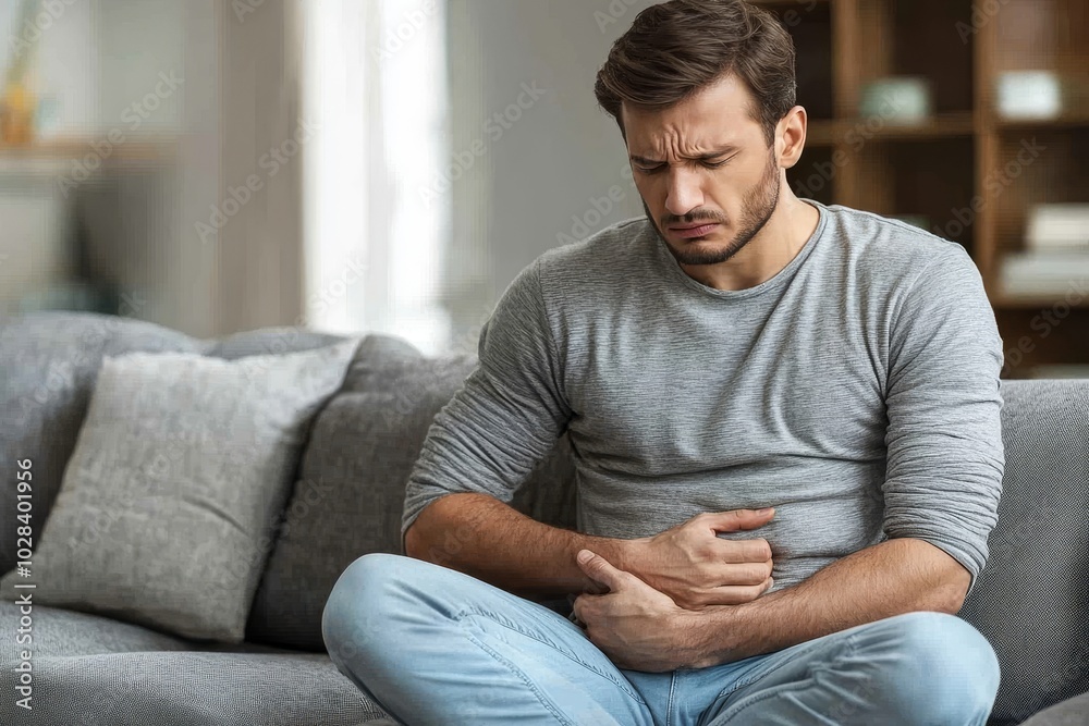 Man Suffering From Stomach Ache, Generative AI Man Suffering From Stomach Ache, Generative AI