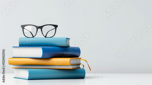 Classic stack of books on a pristine white backdrop