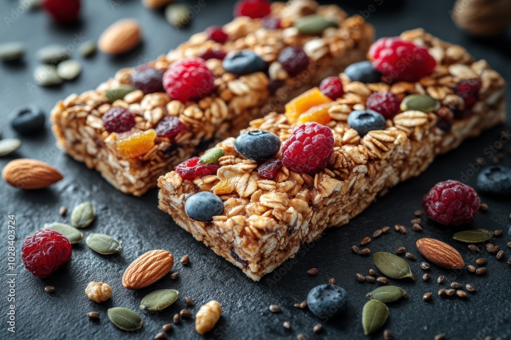 Delicious and Healthy Granola Bars with Fruit and Nuts Delicious and Healthy Granola Bars with Fruit and Nuts