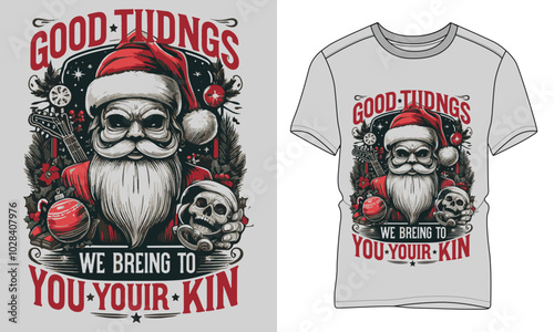 Good tidings we bring to you and your kin - Christmas typography vector T-shirt design. motivational and inscription quotes.
perfect for print item and bags, posters, cards. isolated on black backgrou
