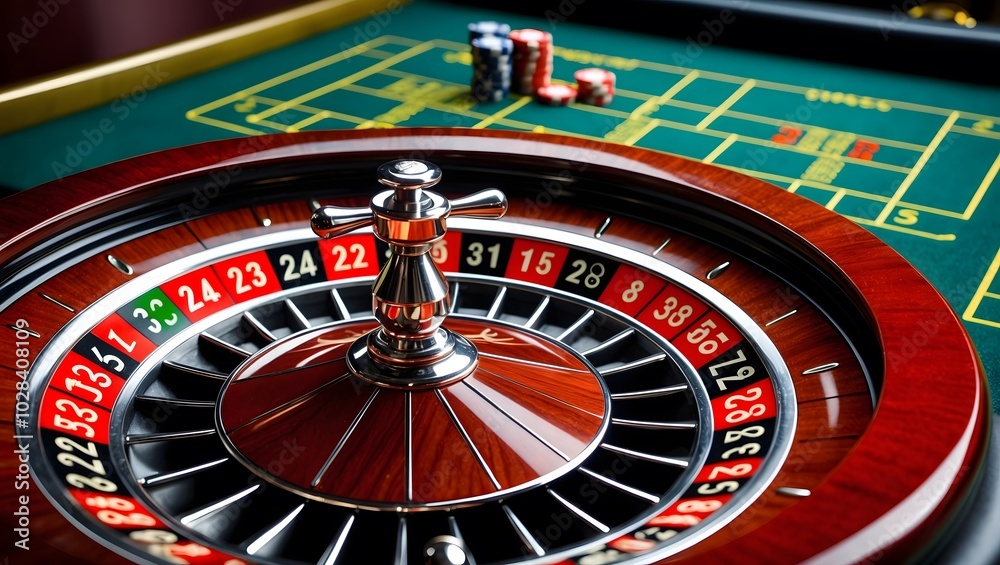 Close up of a classic casino roulette wheel. Close up of a classic casino roulette wheel.