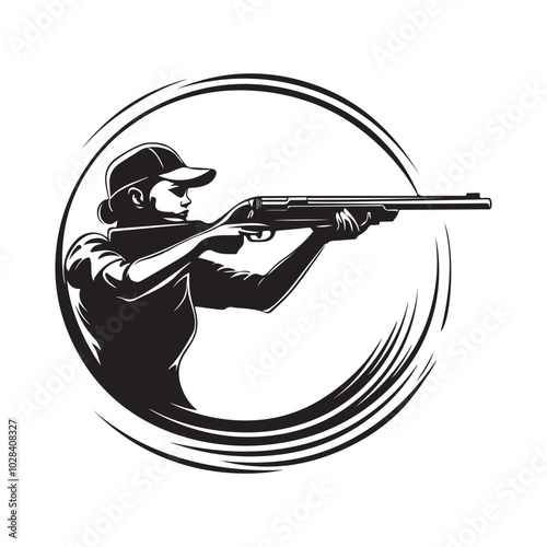 Skeet Shooting logo design. Trap Shooter Vector Stock Illustrations 