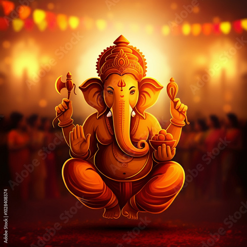 Lord Ganesha in a Radiant F...