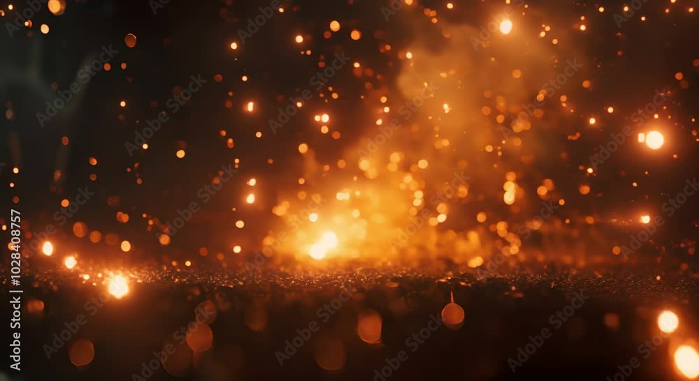 Sparkling Fire: A mesmerizing display of golden sparks and smoke Sparkling Fire: A mesmerizing display of golden sparks and smoke
