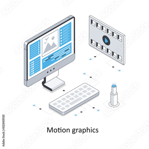 Motion graphics Isometric stock illustration. EPS File stock illustration