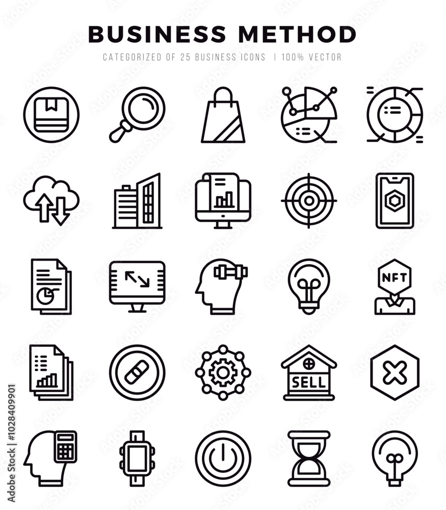 Set of Business Method Icons Lineal icons collection. Set of Business Method Icons Lineal icons collection.