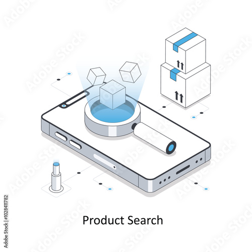 Product Search Isometric stock illustration. EPS File stock illustration