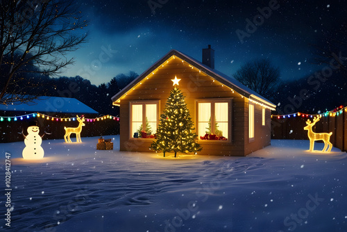 christmas house in the night
