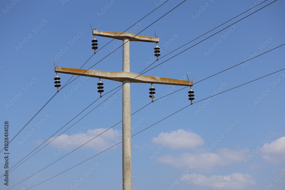 power lines against blue sky power lines against blue sky