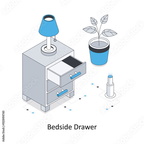 Bedside Drawer Isometric stock illustration. EPS File stock illustration