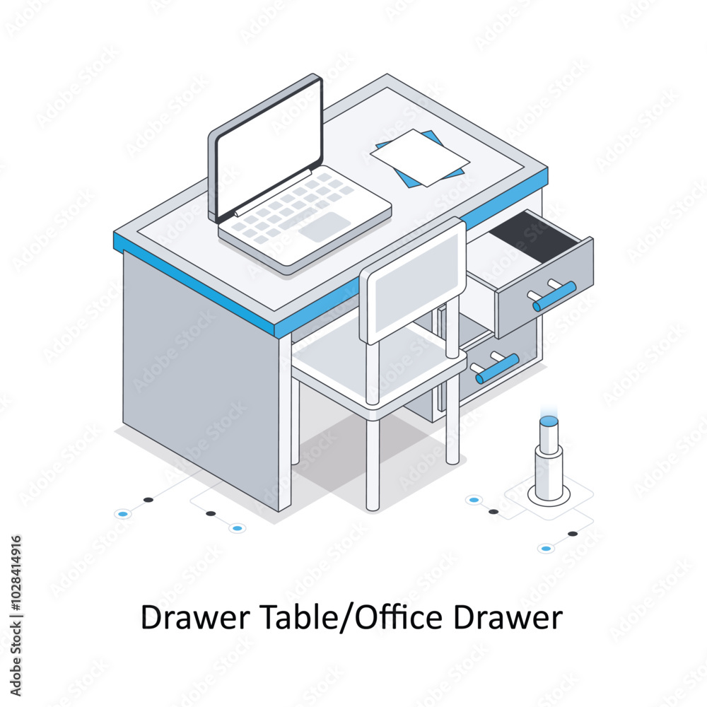 Drawer Table/Office Drawer Isometric stock illustration. EPS File stock illustration