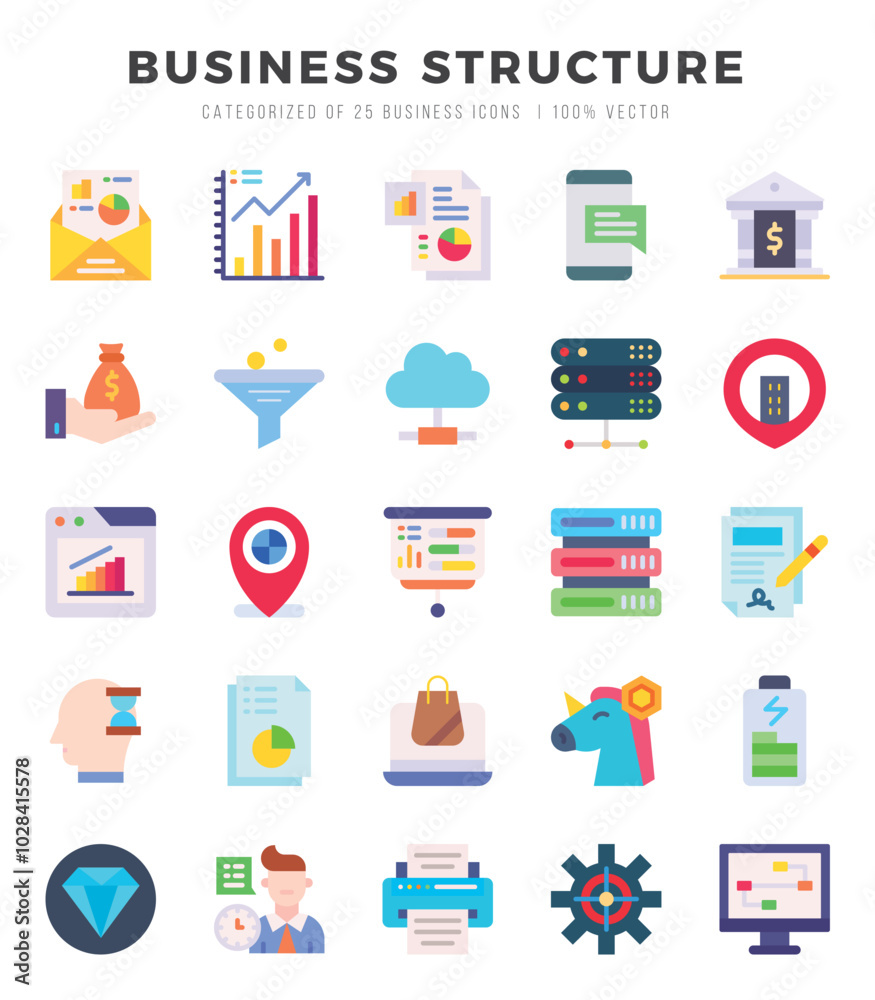Set of Flat Business Structure Icons. Flat art icon. Vector illustration Set of Flat Business Structure Icons. Flat art icon. Vector illustration