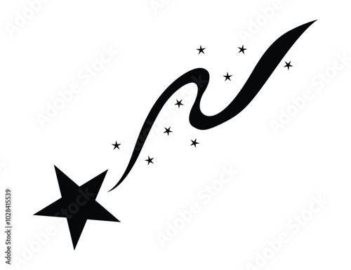 Shooting star icon. Falling meteorite or comet. Comet tail or star trail vector illustration isolated on white background