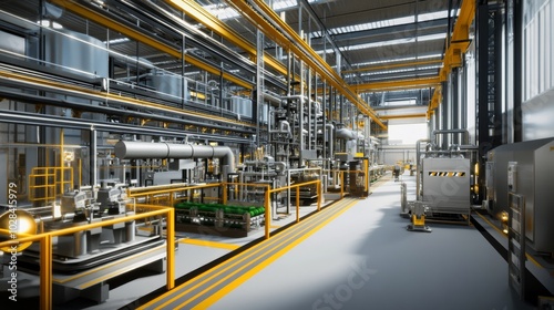 A carbon-neutral manufacturing line with advanced robotic systems powered by green energy.