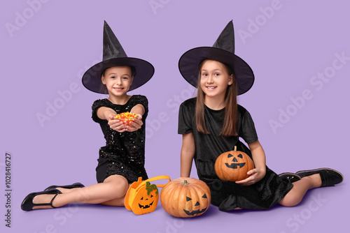 Cute little girls dressed f...