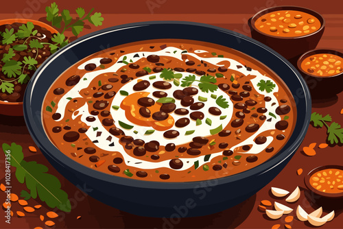 Dal Makhani is a popular North Indian dish where whole black lentils  red kidney beans are slow cooked with spices butter  cream