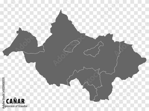 Blank map Canar Province of Ecuador. High quality map Canar with municipalities on transparent background for your web site design, logo, app, UI. Ecuador.  EPS10.  photo