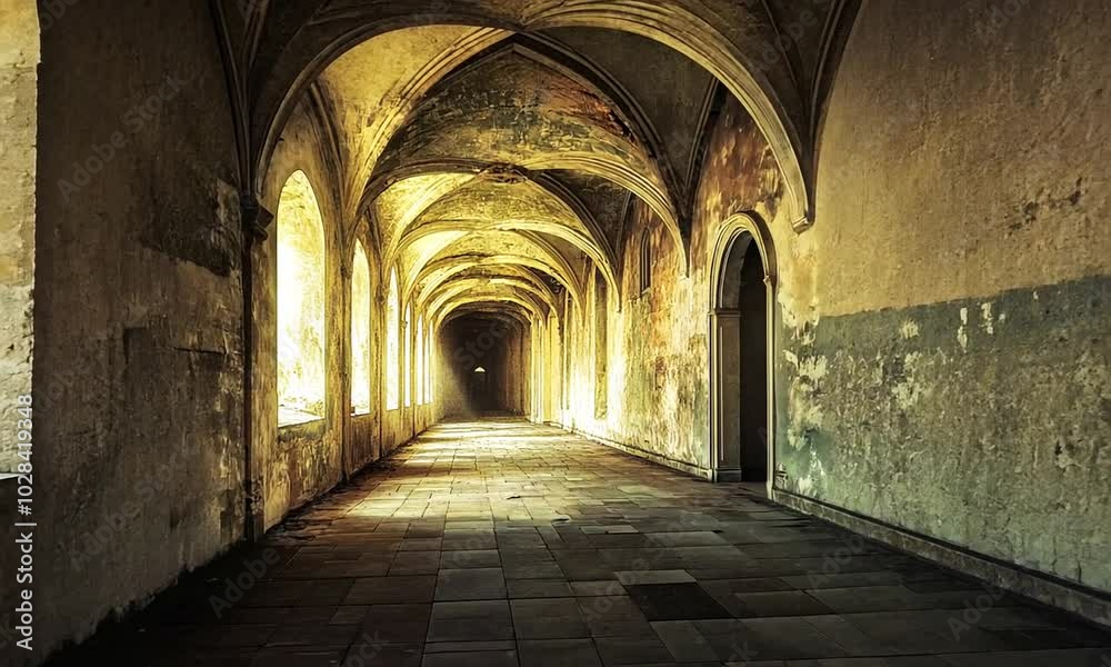 A Long Hallway In An Old Building A Long Hallway In An Old Building