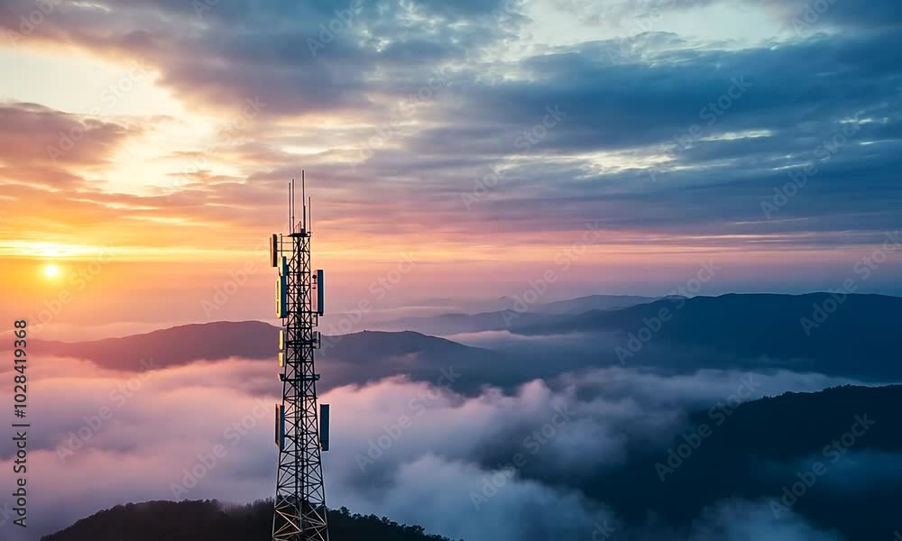Sunrise over a Telecommunication Tower